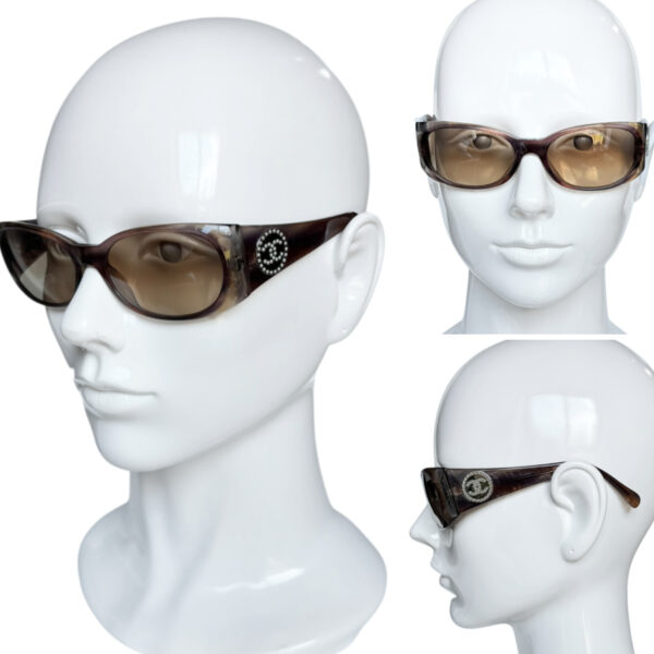 Chanel Pearl Logo Chunky Sunglasses in Brown - Image 4