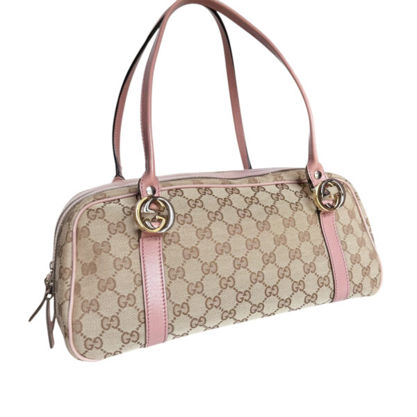 Gucci Monogram Logo Shoulder Bag in Beige / Pink - Image 2