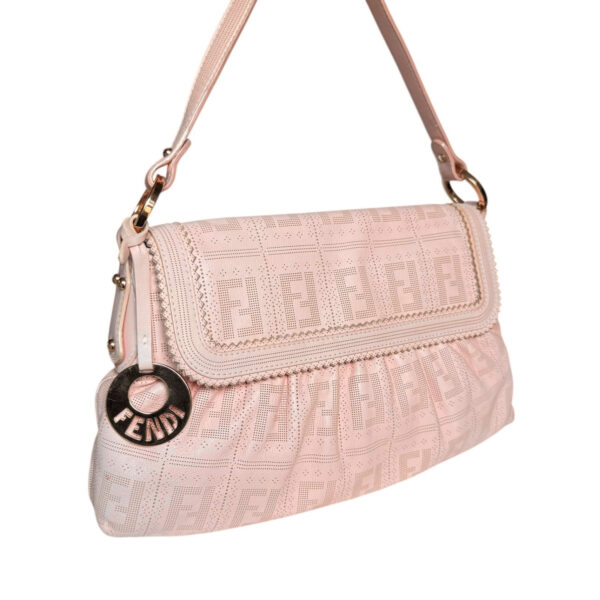 Fendi Monogram Leather Chef Shoulder Bag in Baby Pink / Gold - Image 2