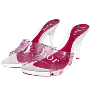 Vintage Dior Rubber Jelly Logo Heels in White / Pink UK 6.5 | NITRYL