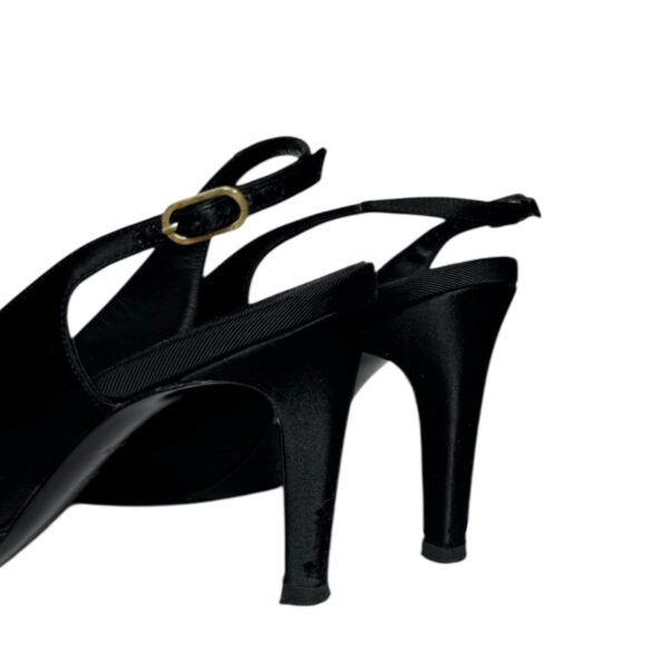 Chanel Diamante Logo Bow Satin Slingback Heels in Black / Gold UK 3.5 - Image 3