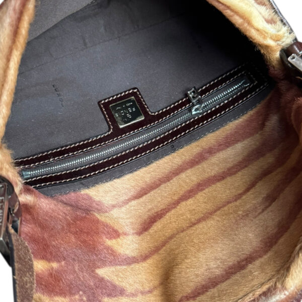 Fendi Striped Calfskin Shoulder Baguette Bag in Tan / Brown / Silver - Image 6