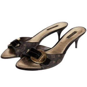 Vintage Louis Vuitton Monogram Logo Heels in Brown / Gold UK 5.5 | NITRYL