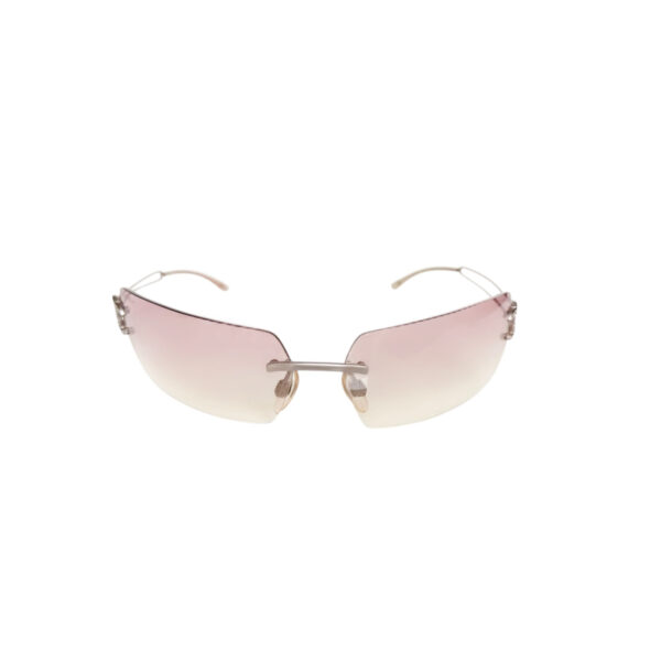 Chanel Diamante Logo Rimless Wraparound Sunglasses in Baby Pink / Silver - Image 2