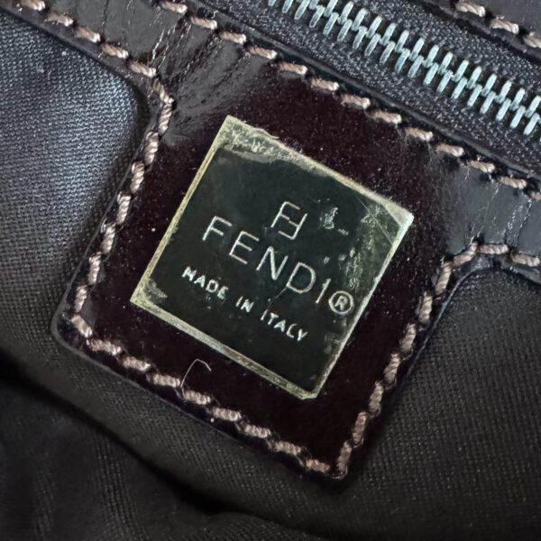Fendi Striped Calfskin Shoulder Baguette Bag in Tan / Brown / Silver - Image 7