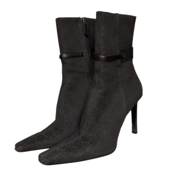 Gucci Monogram Heeled Boots in Brown UK 4.5 - Image 2
