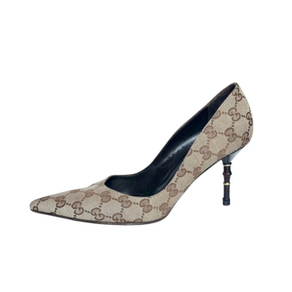 Gucci Monogram Bamboo Heels in Beige / Black UK 5 - Image 2