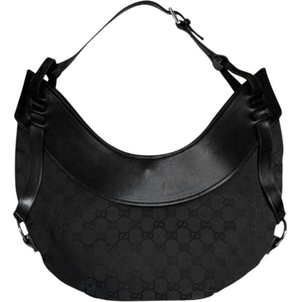 Vintage Gucci Monogram Hobo Shoulder Bag in Black | NITRYL