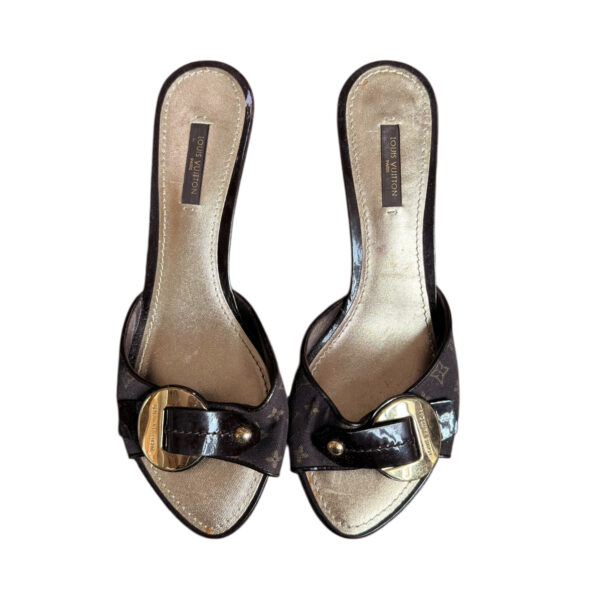 Louis Vuitton Monogram Logo Heels in Brown / Gold UK 5.5 - Image 4
