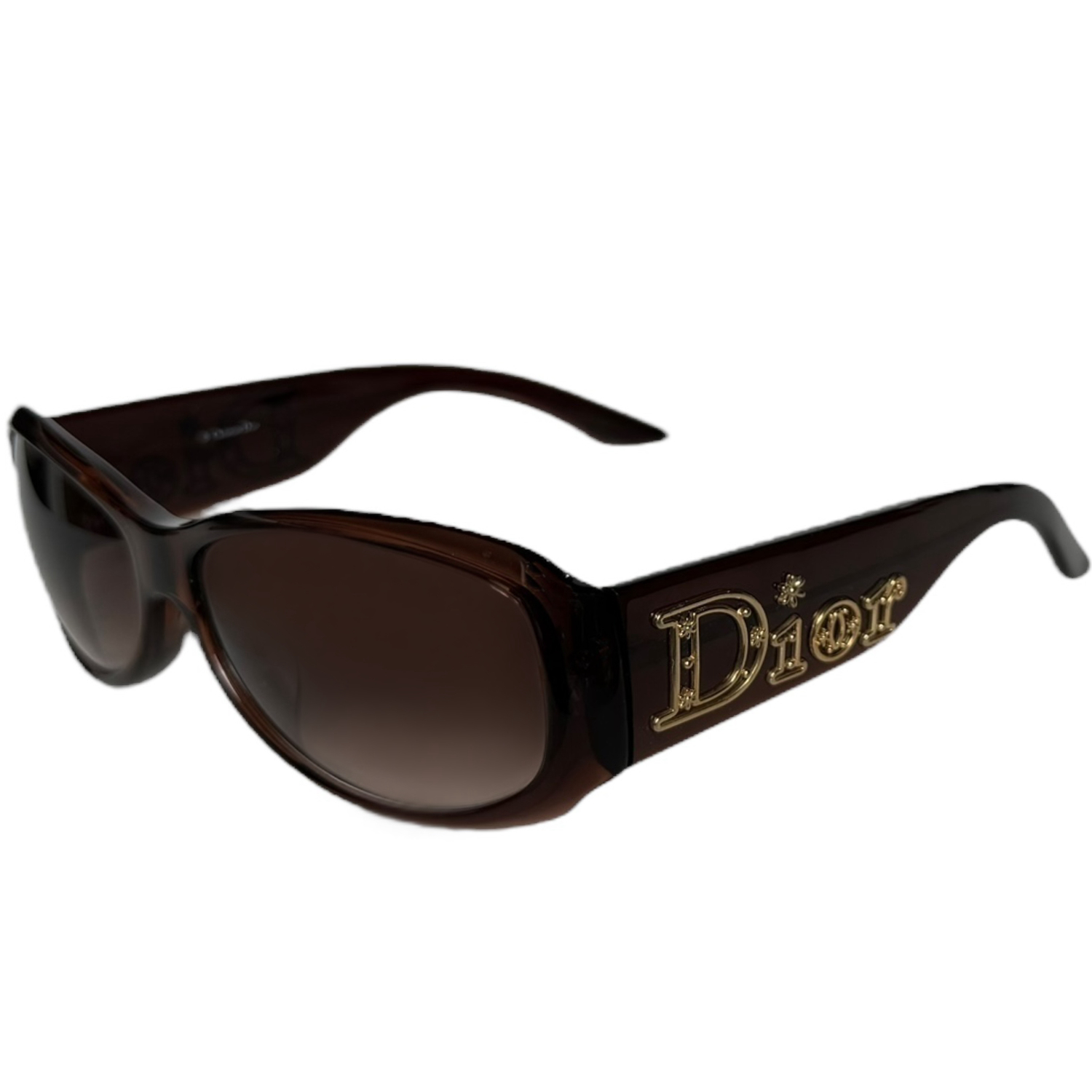 Vintage Dior Logo Sunglasses in Brown / Gold | NITRYL