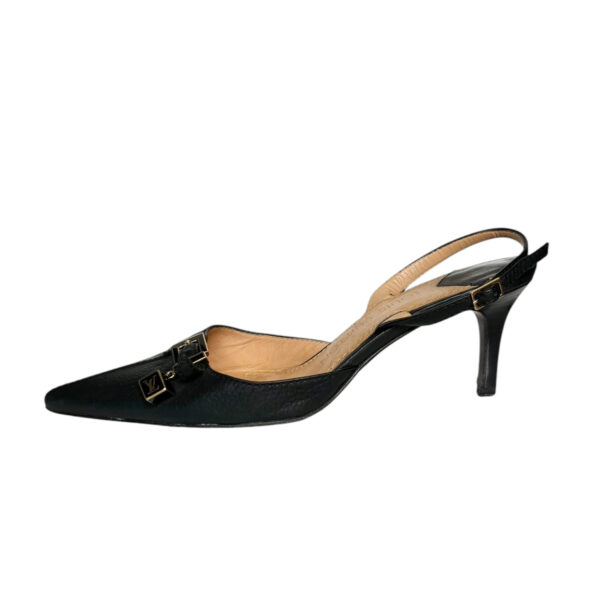 Louis Vuitton Cube Logo Slingback Heels in Black / Gold UK 5 - Image 2