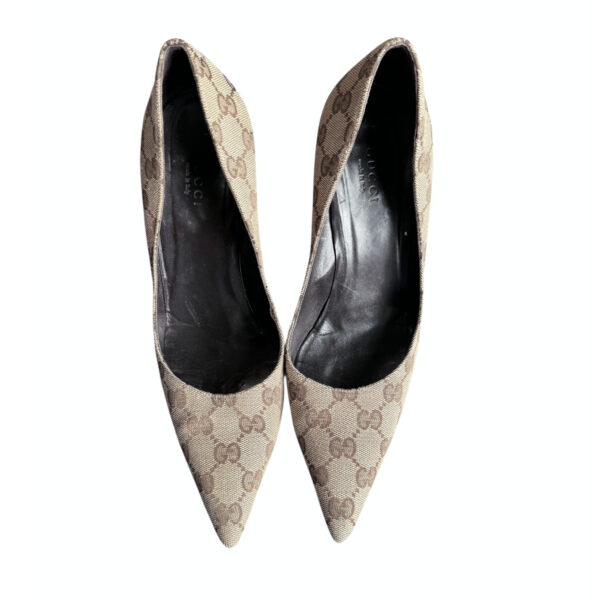 Gucci Monogram Bamboo Heels in Beige / Black UK 5 - Image 4