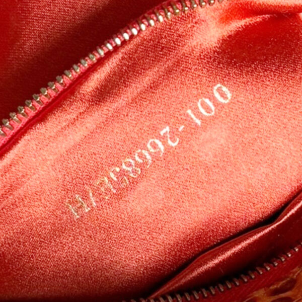 Fendi Calfskin Beaded Embellished Exotic 2-Way Shoulder Baguette Bag in Orange / Gold - Image 8