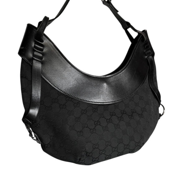 Gucci Monogram Hobo Shoulder Bag in Black - Image 4
