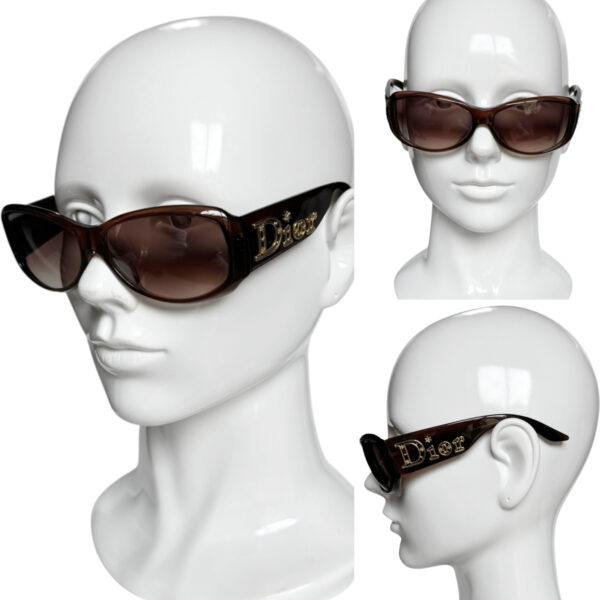 Dior Logo Chunky Sunglasses in Brown / Gold - Image 4