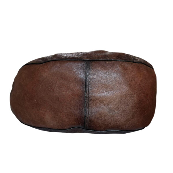Prada Leather XL Half Moon Hobo Shoulder Bag in Brown / Gold - Image 5