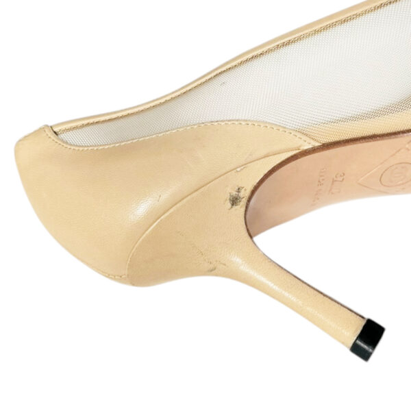 Chanel Logo Mesh Heels in Beige UK 4 - Image 5