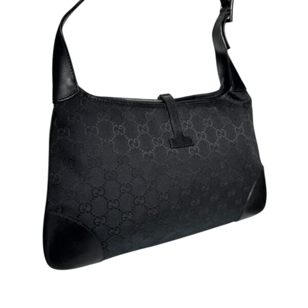 Gucci Monogram Stripe Jackie Shoulder Bag in Black / Beige / Silver - Image 4