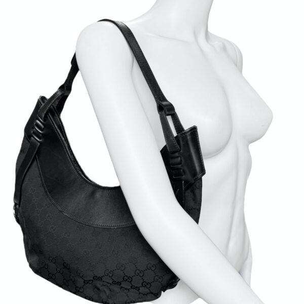Gucci Monogram Hobo Shoulder Bag in Black - Image 7
