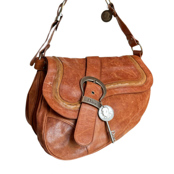 Dior Gaucho Leather Double Saddle Shoulder Bag in Tan Brown - Image 2