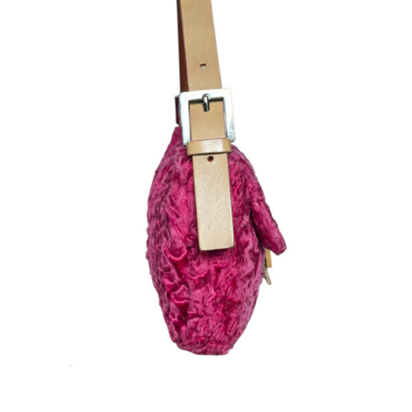 Fendi Fur Shoulder Baguette Bag in Hot Pink / Tan - Image 3