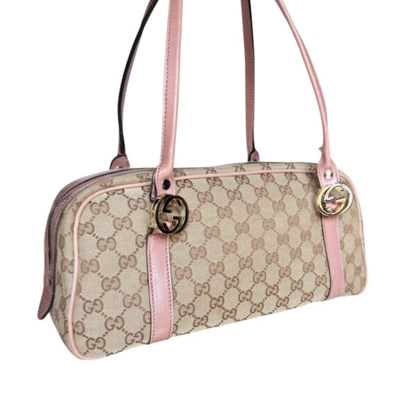 Gucci Monogram Logo Shoulder Bag in Beige / Pink - Image 4