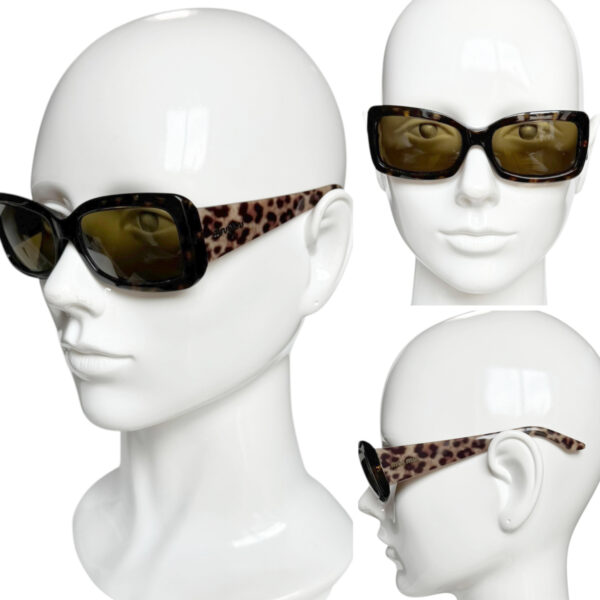 Miu Miu Logo Leopard Print Chunky Sunglasses in Brown / Gold - Image 4