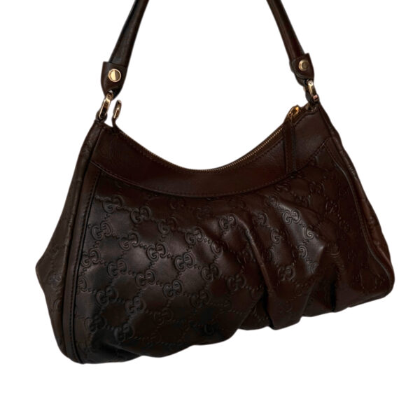 Gucci Monogram Leather D Ring Hobo Shoulder Bag in Brown / Gold - Image 4