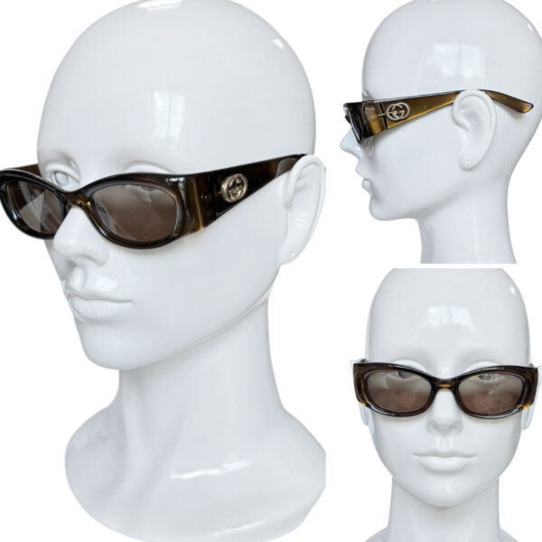 Gucci GG Logo Chunky Sunglasses in Gold - Image 4