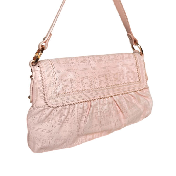 Fendi Monogram Leather Chef Shoulder Bag in Baby Pink / Gold - Image 4