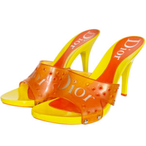 Vintage Dior Rubber Logo Heels in Yellow / Orange UK 5 | NITRYL