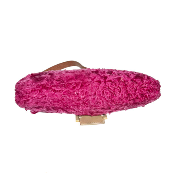 Fendi Fur Shoulder Baguette Bag in Hot Pink / Tan - Image 5