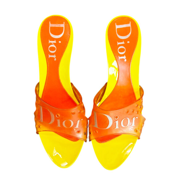 Dior Rubber Jelly Logo Heels in Yellow / Orange UK 5 | NITRYL - Image 3