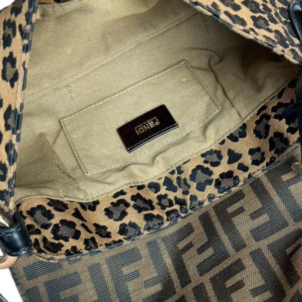 Fendi Monogram Leopard Print Chef Shoulder Bag in Brown / Gold - Image 6