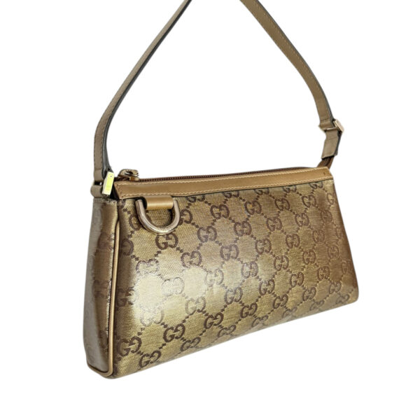 Gucci Monogram PVC D Ring Pochette Mini Shoulder Bag in Metallic Gold - Image 2