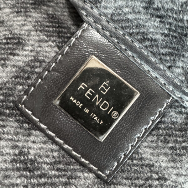 Fendi Monogram Wool Shoulder Baguette Bag in Charcoal Grey / Silver - Image 7