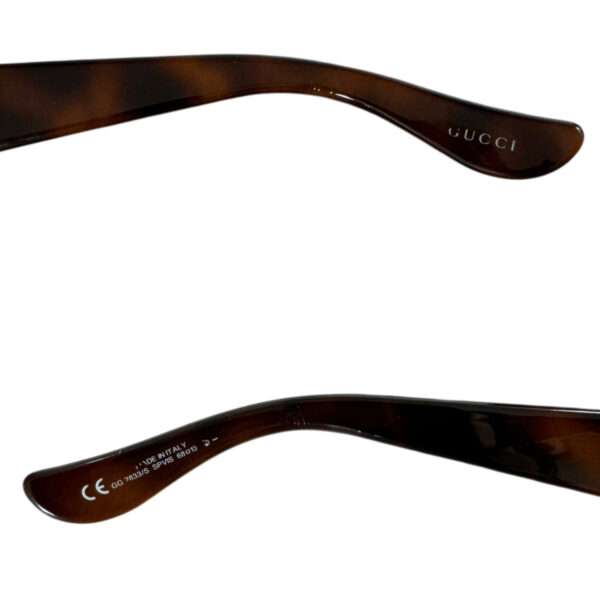 Gucci GG Logo Rimless Wraparound Sunglasses in Brown / Gold - Image 3