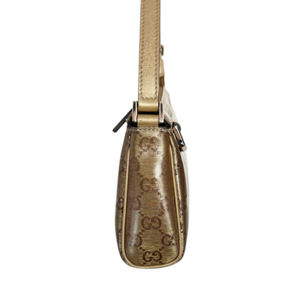 Gucci Monogram PVC D Ring Pochette Mini Shoulder Bag in Metallic Gold - Image 3