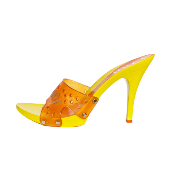 Dior Rubber Jelly Logo Heels in Yellow / Orange UK 5 | NITRYL - Image 2