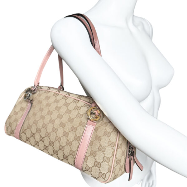 Gucci Monogram Logo Shoulder Bag in Beige / Pink - Image 8