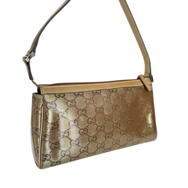 Gucci Monogram PVC D Ring Pochette Mini Shoulder Bag in Metallic Gold - Image 4