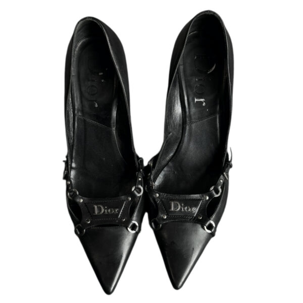 Dior Bondage Logo Leather Heels in Black / Silver UK 6 - Image 3