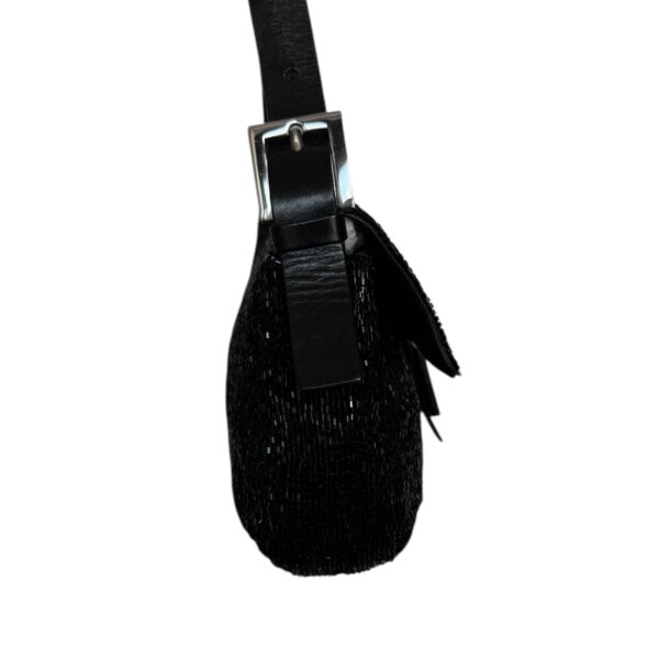 Fendi Beaded Embellished Shoulder Baguette Bag in Black / Silver - Image 3