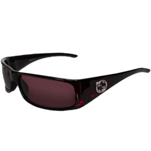 Vintage Gucci GG Logo Slim Wraparound Sunglasses in Maroon Red / Silver | NITRYL