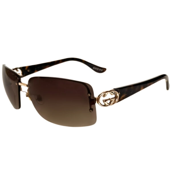 Vintage Gucci GG Logo Rimless Tortoiseshell Sunglasses in Brown / Gold | NITRYL