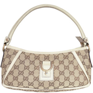 Vintage Gucci Monogram D Ring Shoulder Bag in Beige / Cream / Gold | NITRYL