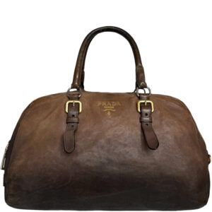 Vintage Prada Leather Ombre Shoulder Bag in Brown / Gold | NITRYL