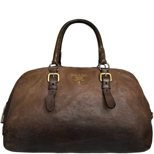 Vintage Prada Leather Ombre Shoulder Bag in Brown / Gold | NITRYL