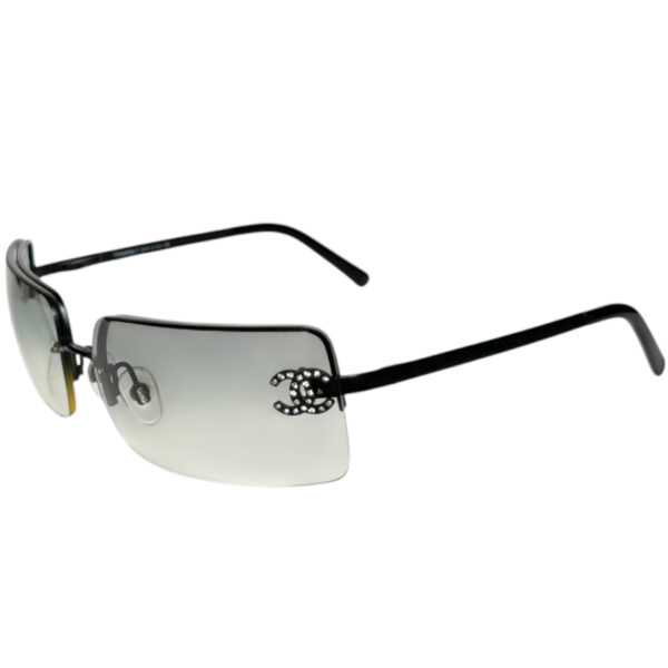 Vintage Chanel Diamante Rimless Sunglasses in Grey / Black | NITRYL
