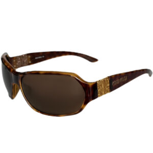 Vintage Miu Miu Logo Oversized Tortoiseshell Sunglasses in Brown / Gold | NITRYL